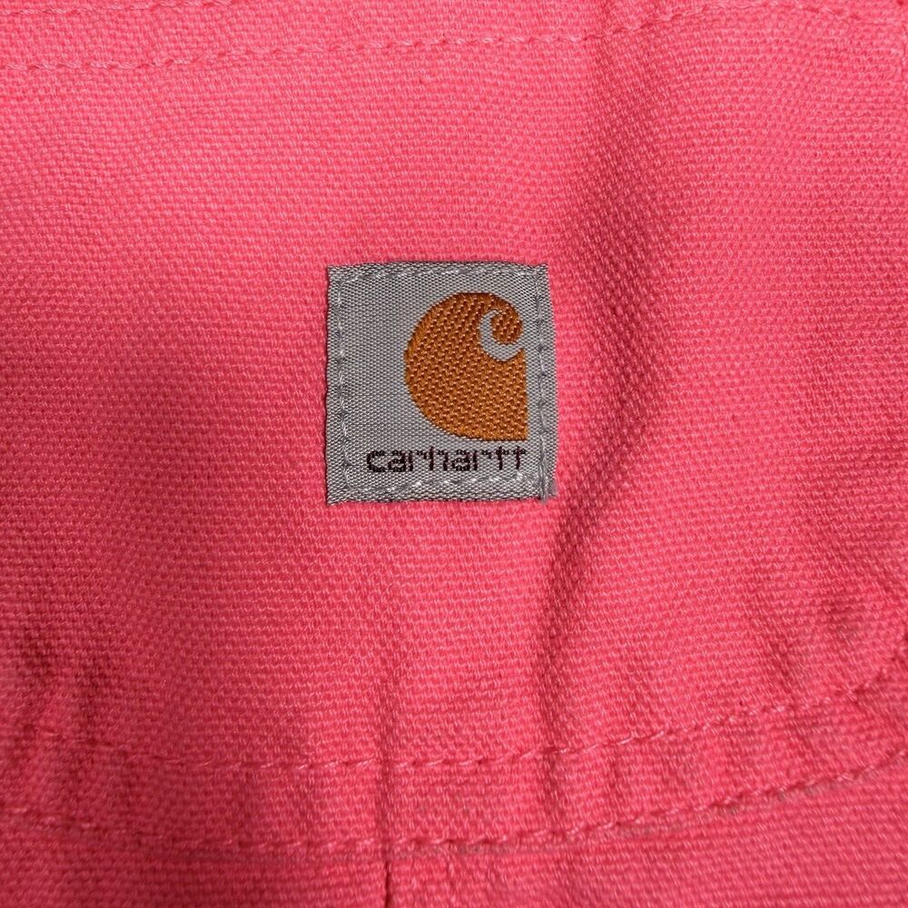 Carhartt Girls Loose Fit Canvas Bib Overalls Pink Lemonade 3T Workwear Kids - Picture 5 of 12
